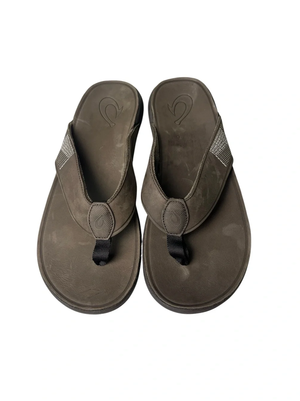 Olukai Tuahine Brown Leather Flip Flops Men’s Size 11 Sandals